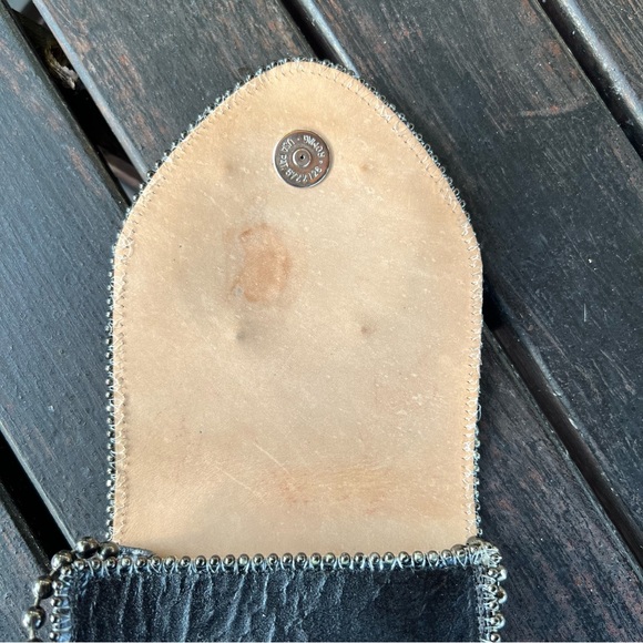 LR Leatherock Black Leather Mini Crossbody Bag Crystal Rock Pebbled Detail - Picture 13 of 16